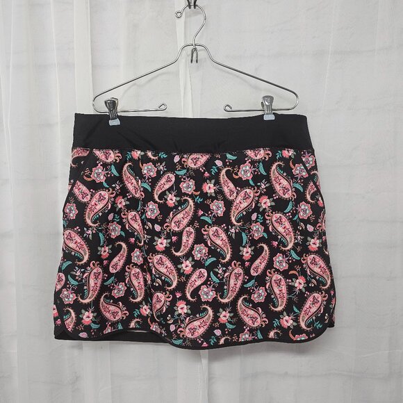 Lands' End Pants - Lands' End Black Pink Paisley Skort Athletic Tennis Golf 16